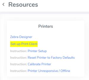 Select "Set-up Print Client"